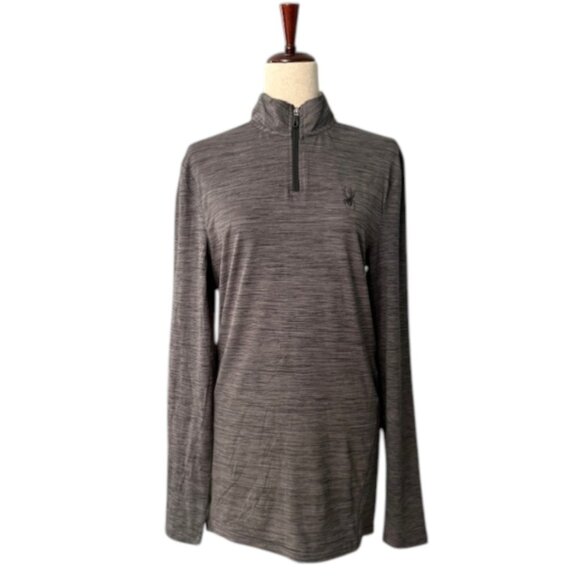 Spyder Shirt Men's Mock Neck Long Sleeve Active Pro Web Grey Stretch Sz Med NWOT - Picture 2 of 13